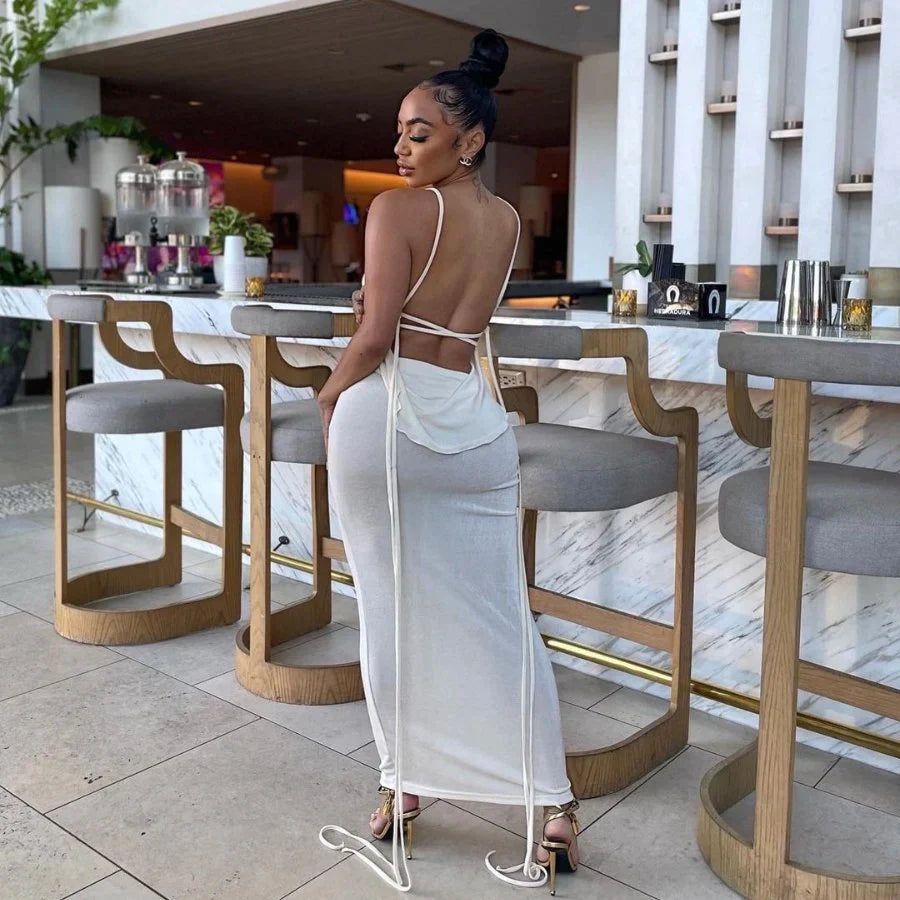 África | Elegante maxi vestido sin espalda