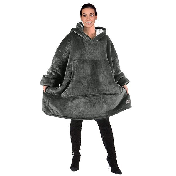 Maya | Jersey oversize con capucha de microfibra y manta Sherpa