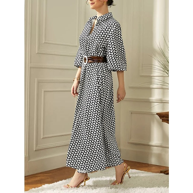 Noelia| Vestido manga larga elegante con cinturón