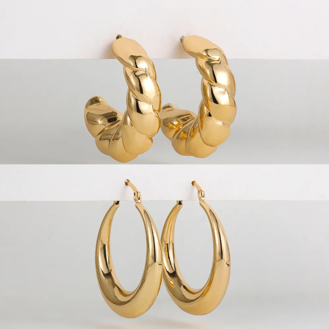 Ámbar | Set de aretes dorados