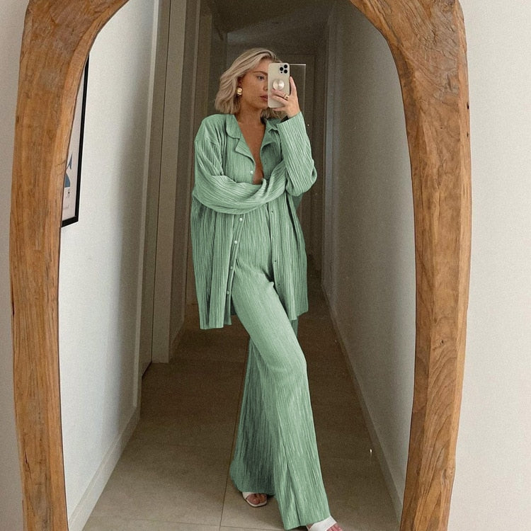 Anastasia | Conjunto elegante plisado oversize