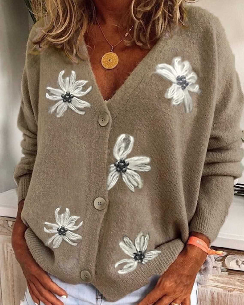 Araceli | Cárdigan floral cuello en V