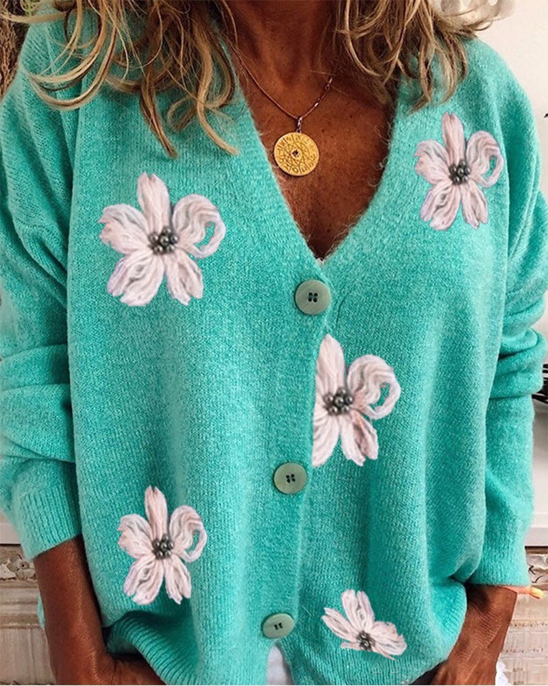 Araceli | Cárdigan floral cuello en V
